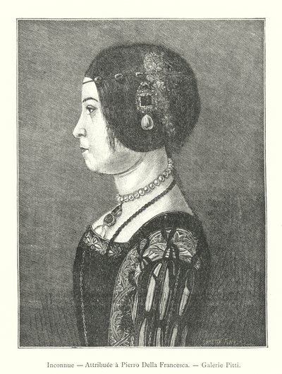 Inconnue, Attribuee a Pierro Della Francesca, Galerie Pitti (gravura) de Italian School