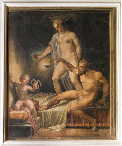Infante Hércules estrangulando as cobras, da Sala Amarela, Rocca Meli Lupi, Soragna, Parma de Italian School