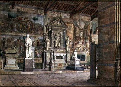 Interior do Campo Santo em Pisa, c.1845 (aguarela sobre papel) de Italian School