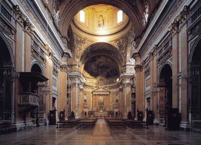 Vista interior da igreja de Gesu em Roma, cerca de 1568 (Vista interior da Chiesa del Gesu em Roma, Itália) de Italian School