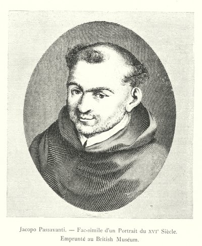 Jacopo Passavanti, Fac-símile de um Retrato do Século XVI, emprestado do Museu Britânico (gravura) de Italian School