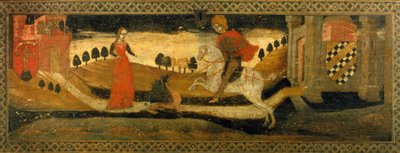 Cavaleiro a matar um dragão na presença de uma princesa. de Italian School