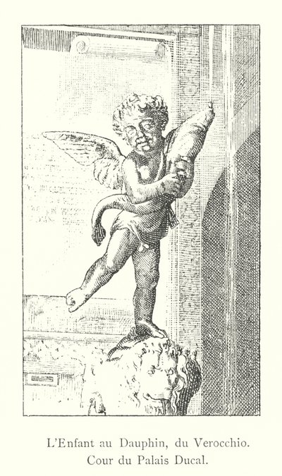 A Criança com o Delfim, de Verocchio, Pátio do Palácio Ducal (gravura) de Italian School