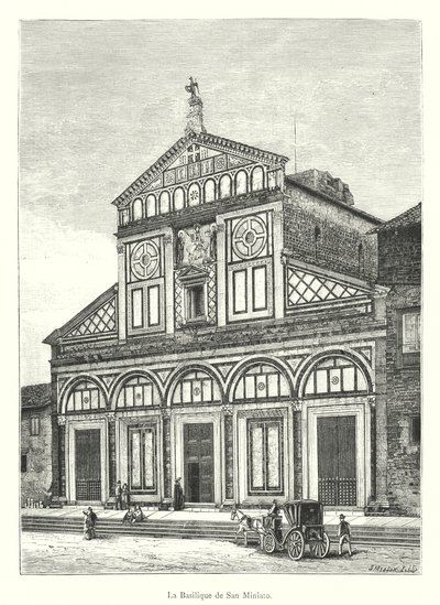 A Basílica de San Miniato (gravura) de Italian School