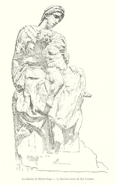 A Caridade de Miguel Ângelo, a Nova Sacristia de São Lourenço (gravura) de Italian School