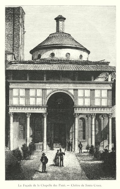 A fachada da Capela dos Pazzi, Claustro de Santa Croce (gravura) de Italian School