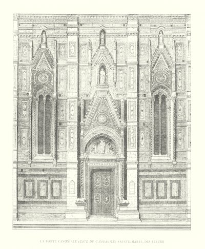La Porte Canoniale, Cote du Campanile, Sainte-Marie-des-Fleurs (gravura) de Italian School