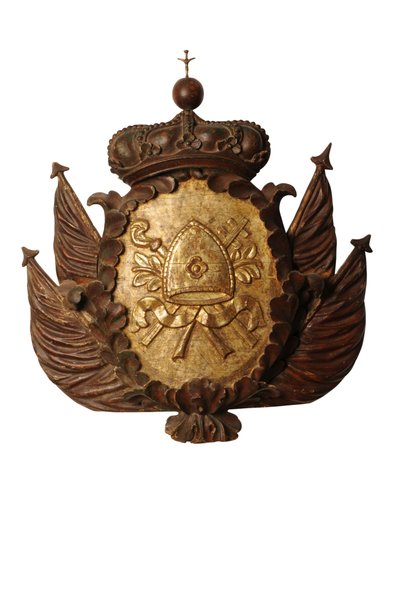 Grande armorial barroco esculpido, c.1700 (madeira) de Italian School