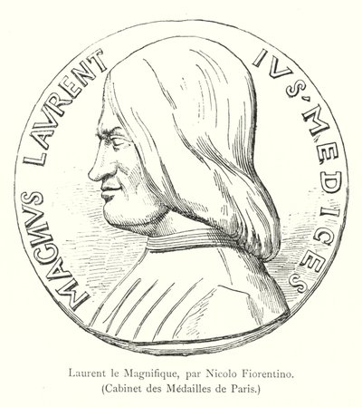Lorenzo o Magnífico, de Nicolo Fiorentino, Cabinet des Medailles de Paris (gravura) de Italian School
