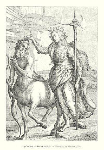 Le Centaure, Sandro Botticelli, Collections de Florence, Pitti (gravura) de Italian School