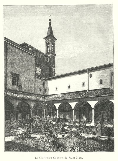 O Claustro do Convento de São Marcos (gravura) de Italian School