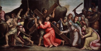 "Cristo carregando a Cruz", pintura da escola italiana. 1550-1600 Maneirismo. Galeria Regional de Arte Deineka, Kursk Rússia de Italian School