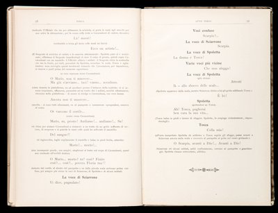 Libretto de Tosca por Giacomo Puccini, Edição Ricordi, Itália de Italian School