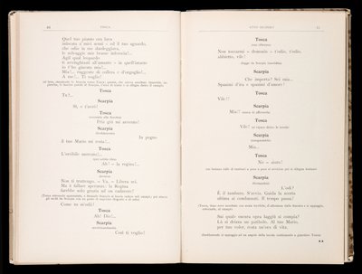 Libretto de Tosca por Giacomo Puccini, Edição Ricordi, Itália de Italian School