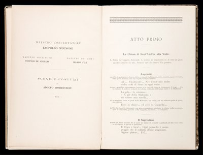 Libretto de Tosca por Giacomo Puccini, Edição Ricordi, Itália de Italian School