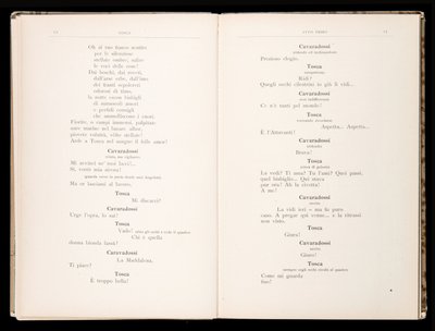 Libretto de Tosca por Giacomo Puccini, Edição Ricordi, Itália de Italian School