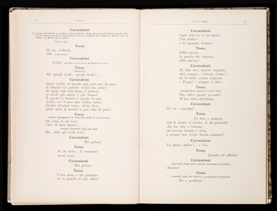 Libretto de Tosca por Giacomo Puccini, Edição Ricordi, Itália de Italian School