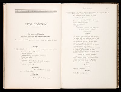 Libretto de Tosca por Giacomo Puccini, Edição Ricordi, Itália de Italian School