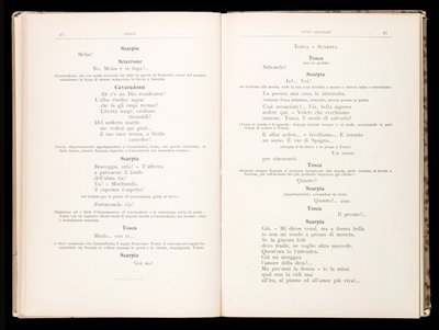 Libretto de Tosca por Giacomo Puccini, Edição Ricordi, Itália de Italian School