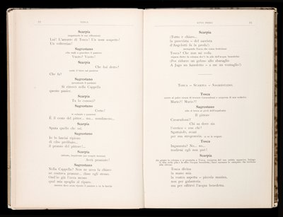 Libretto de Tosca por Giacomo Puccini, Edição Ricordi, Itália de Italian School