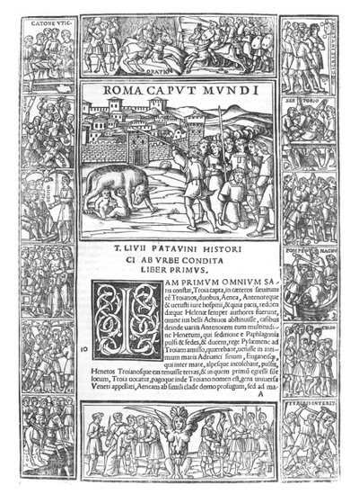 Livys História de Roma, fol. 1 Roma Caput Mundi, edição publicada em Veneza, 1520 de Italian School