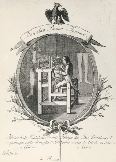 Tear para a confecção de meias, calças e luvas, gravação de cartazes publicitários da empresa Stanislaus Bosiso, Itália de Italian School