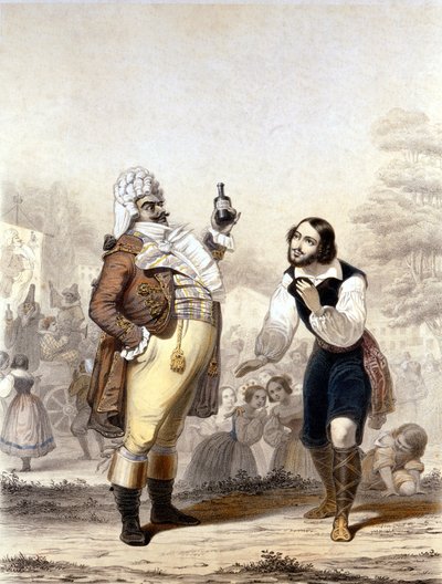 Luigi Lablache e Mario di Candia em uma cena da ópera O Elixir do Amor de Italian School