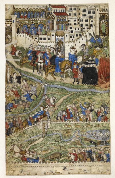 MS Add.27695 fol.6v A destruição dos Templários e a morte do rei Filipe IV (1268-1314) da França, ilustração do 