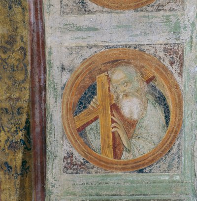 Santo masculino com cruz, possivelmente Santo André (fresco) de Italian School