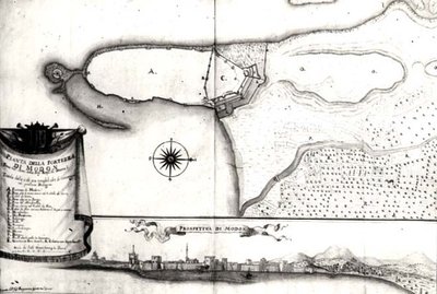 Mapa da Fortaleza em Modon, Morea de Italian School