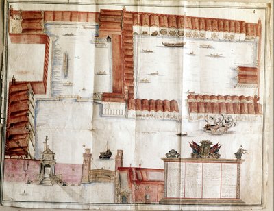 Mapa do Arsenal de Veneza em 1580. de Italian School