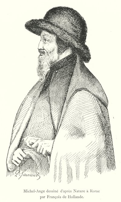 Michelangelo desenhado da Natureza em Roma por Francisco da Holanda (gravura) de Italian School