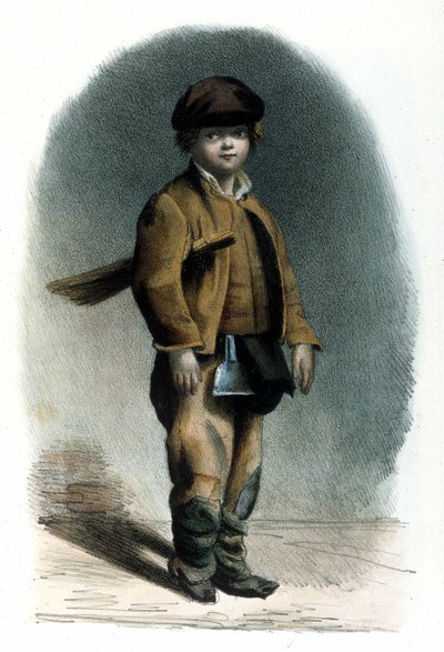Metier milanês: uma chaminé de chaminé. 1830 Gravura de Locarno. de Italian School