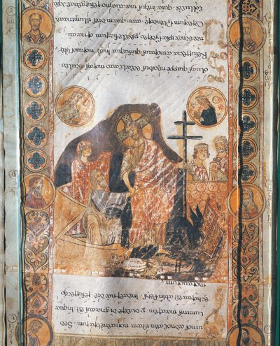 Miniatura representando a Ressurreição de Jesus Cristo do Exultet I (pergaminho) de Italian School