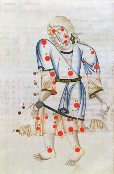 Ms.1036 A constelação de Virgem, de Liber de stellis pegaum, uma tradução latina de O Livro das Estrelas Fixas de Abr-Rahman Al Sufi (903-986 dC) de Italian School