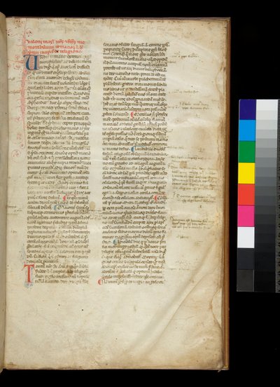 Sra. 361. Valerius Maximus, Factorum et Dictorum Memorabilium Libri, f.2r. Exemplo de uma mão de livro gótica semicirculares arredondadas, e iniciais coloridas com decoração contrastante com caneta florida. de Italian School