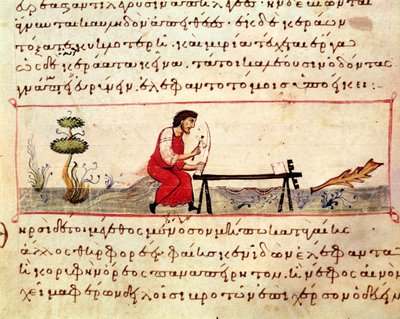 Ms. Grec 479 Trabalho de marfim tradicional, uma ilustração do Cynegetica por Oppian (tempera em velino) de Italian School