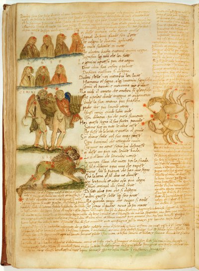 Ms Ital 483 P.4.7 f.156v Gêmeos, Leão e Câncer, do 