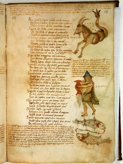 Ms Ital 483 P.4.7 f.158r Capricórnio, Aquário e Peixes, do 