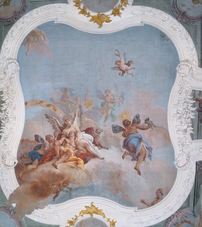 Cena Mitológica com o Zodíaco (fresco) de Italian School