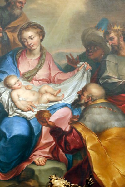 Presépio. Adoração dos magos. Fresco. Basílica de Santa Maria delle Vigne. Génova. Itália. de Italian School