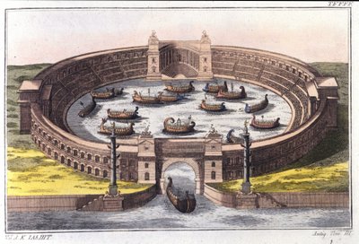 Naumachia, combate naval num anfiteatro de Roma. de Italian School