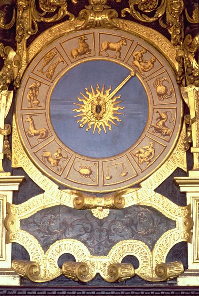 Orologio Zodicale (Relógio Zodíaco) (madeira afresco e dourada) de Italian School