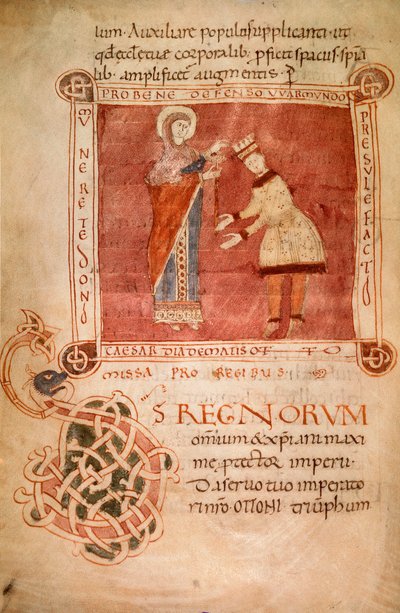 Otto I coroado pela Virgem Maria, do Sacramento do Bispo Warmondo (vellum) de Italian School