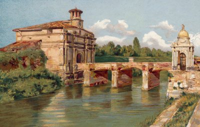 Pádua / Pádua: Porta Venezia e Ponte sobre o Bacchiglione (cromolitho) de Italian School