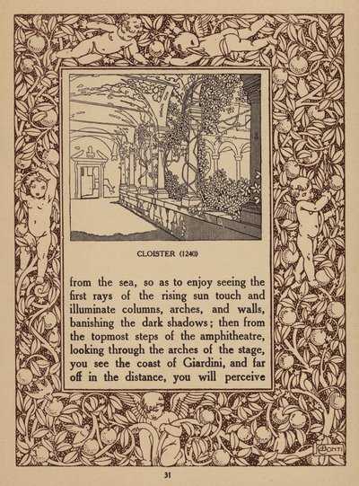 Página da brochura do San Domenico Palace Hotel, Taormina (litografia) de Italian School