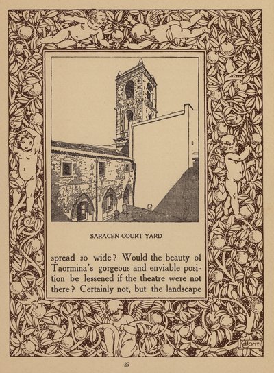 Página da brochura do San Domenico Palace Hotel, Taormina (litografia) de Italian School