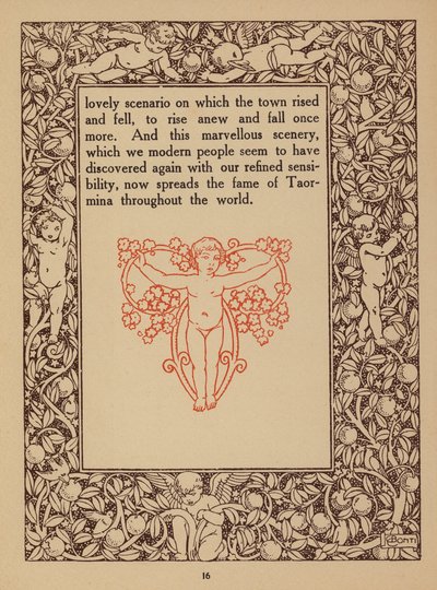 Página da brochura do San Domenico Palace Hotel, Taormina (litografia) de Italian School