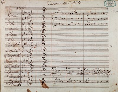 Página da partitura do Acto I da ópera 
