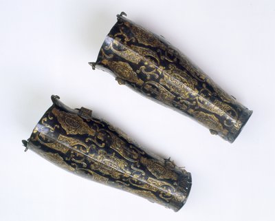 Par de caneleiras do arsenal do arquiduque Albrecht (1559-1621) Governador dos Países Baixos, c.1598 (ferro com prata e ouro) de Italian School